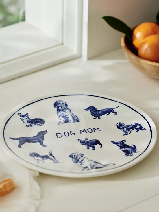 Anthropologie Other - Anthropologie Dog Mom Stoneware Dessert Plate in Blue and White